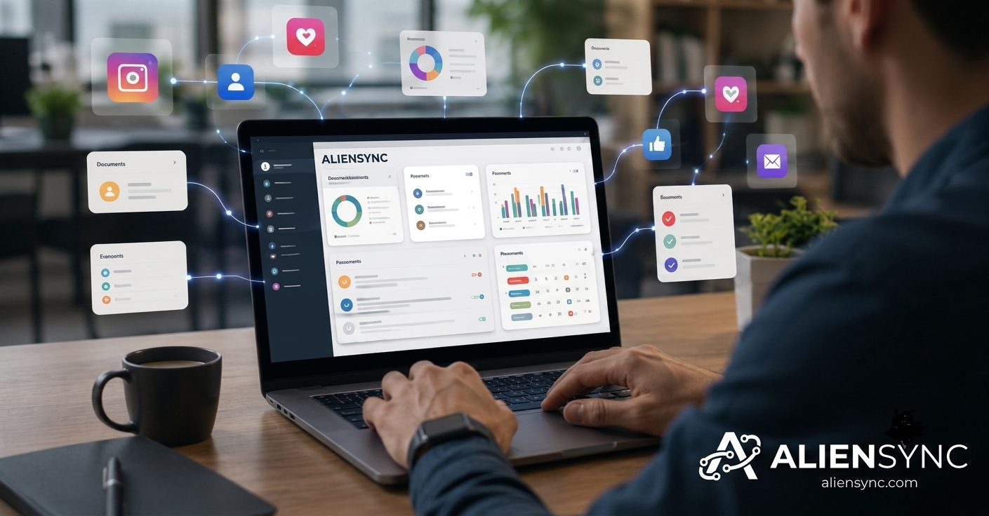 App and Socials Aliensync